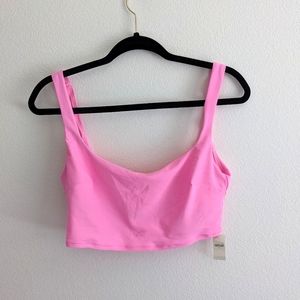 Aerie Wide Strap Longline Scoop Pink Bikini Top